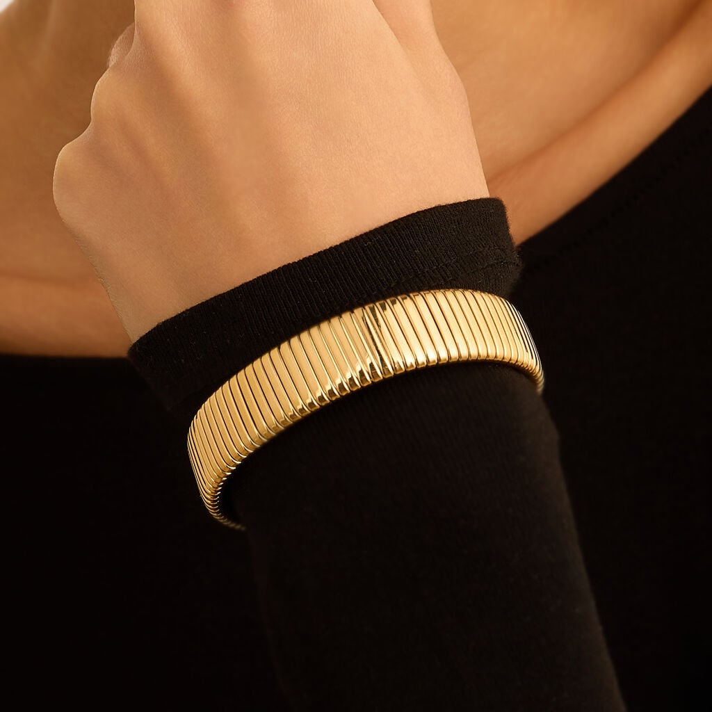 Bangle Radiance Acciaio Dorato Cristallo