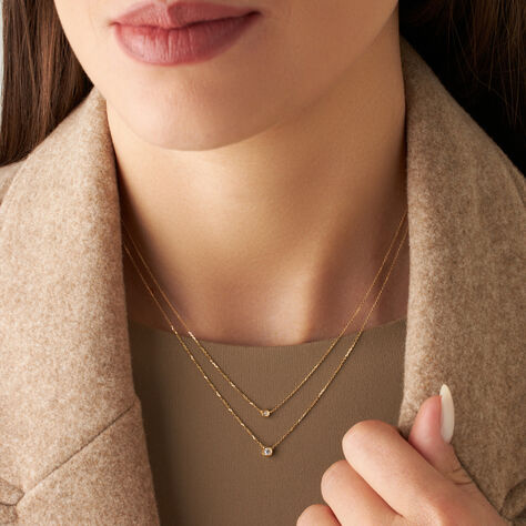 Collana Doppio Punto Luce Claire Oro Giallo Cubic Zirconia - Collane Punto Luce Donna | Stroili