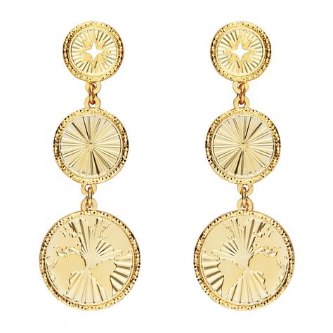 Orecchini pendenti mondo e raggi bronzo dorato - Orecchini Pendenti Donna | Stroili