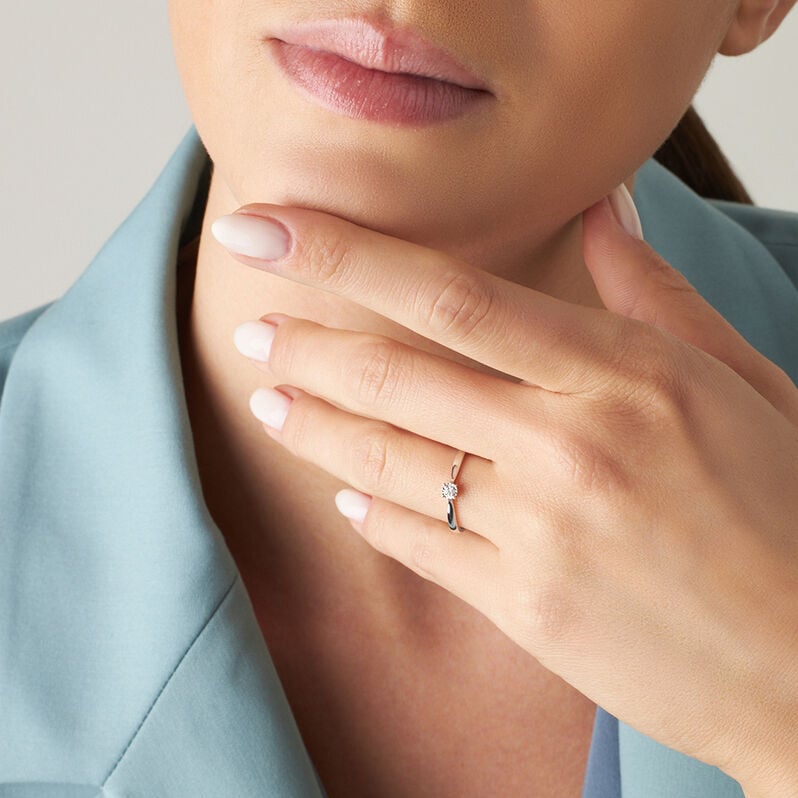 Anello Solitario Diamotion Oro Bianco Diamante - Anelli con Pietre Donna | Stroili