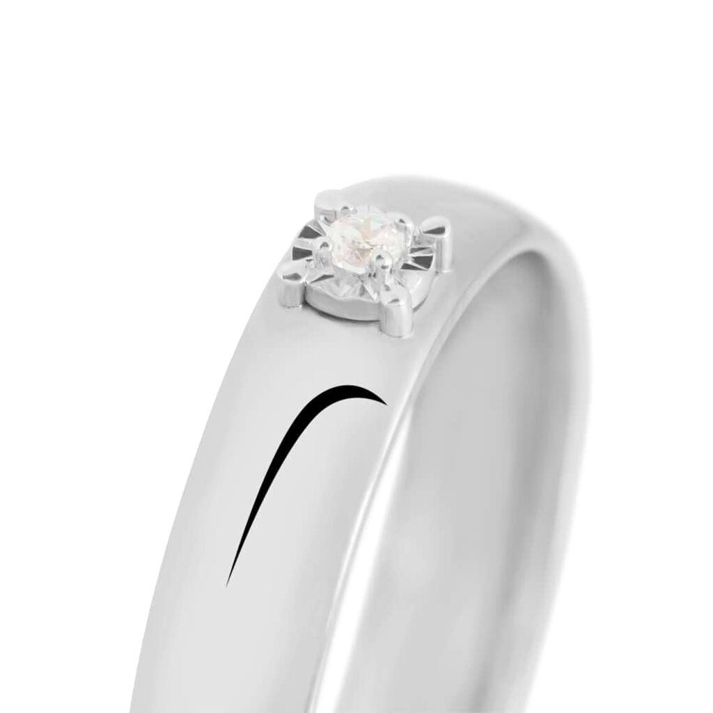Fede Comoda 4 mm Oro Bianco Diamante - Anelli con Incisione Donna | Stroili