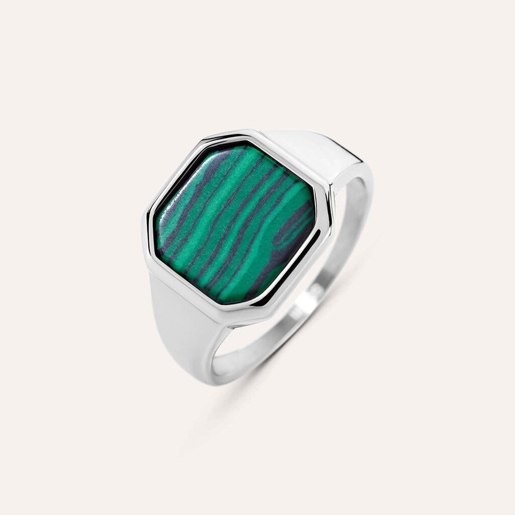 Anello Chevalier Man Code Acciaio Malachite