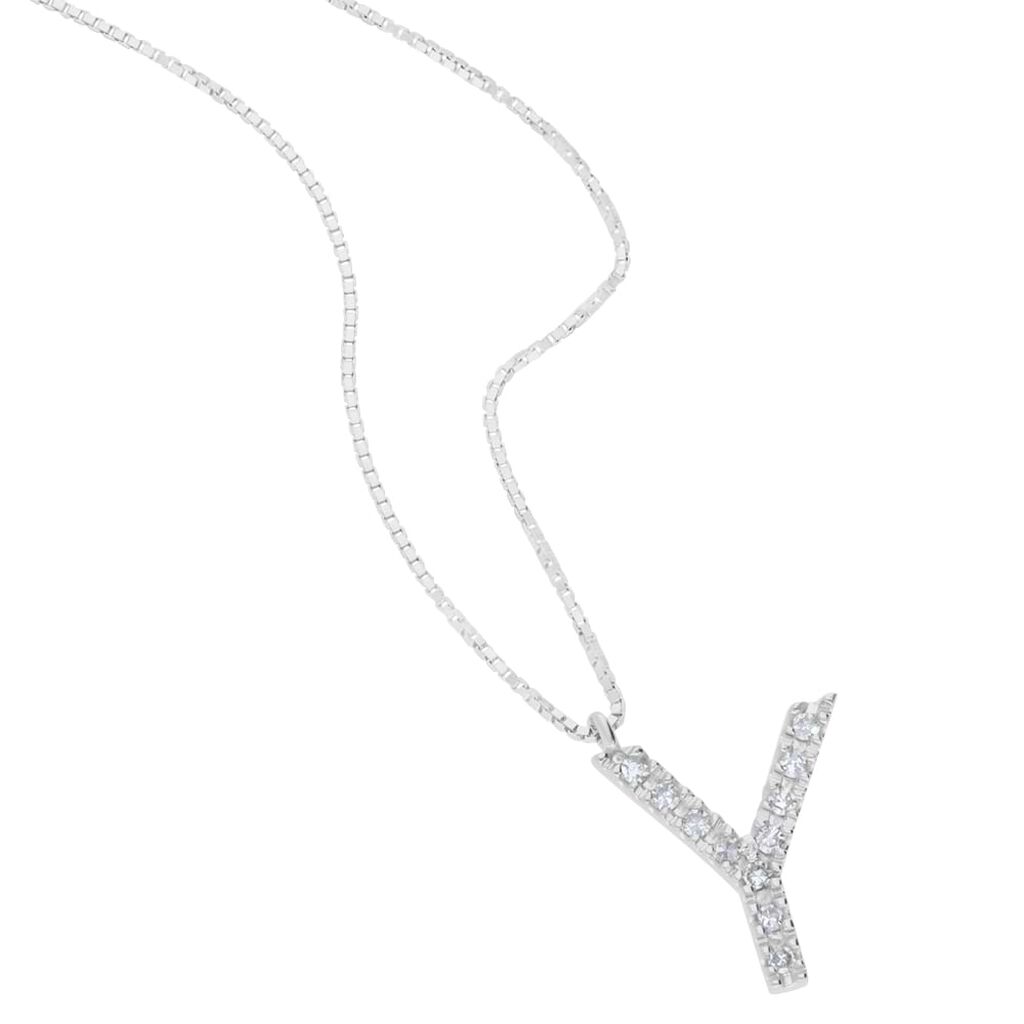 Collana Diamond Letters Oro Bianco Diamante - Collane Donna | Stroili