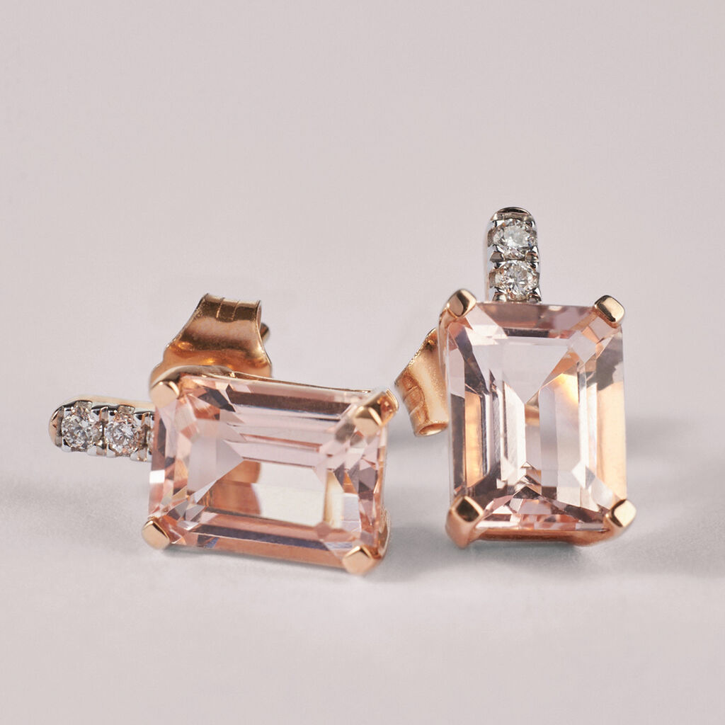 Orecchini Lobo Jasmine Oro Rosa Morganite Diamante - Orecchini a Lobo Donna | Stroili