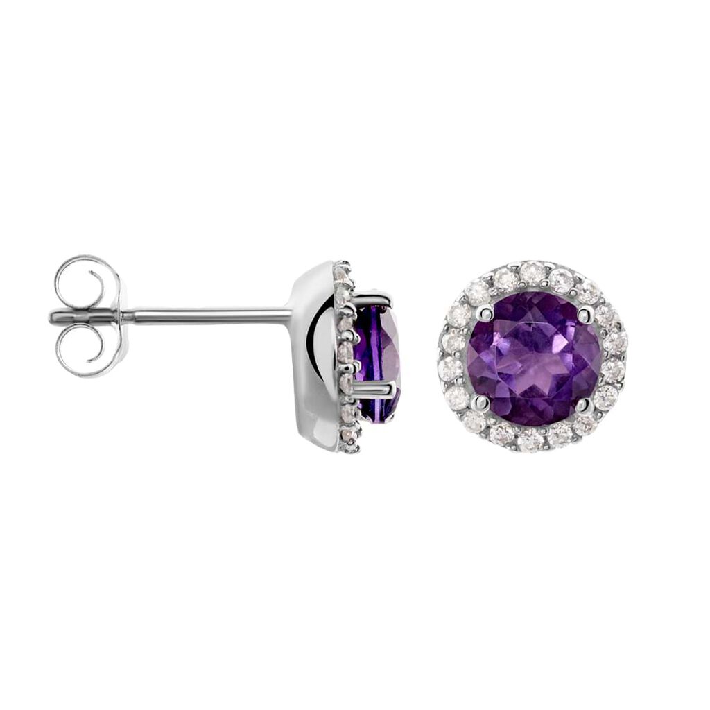 Orecchini Lobo Punto Luce Amélie Oro Bianco Ametista Cubic Zirconia - Orecchini a Lobo Donna | Stroili