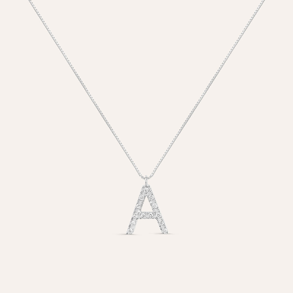 Collana Diamond Letters Oro Bianco Diamante - Collane Donna | Stroili