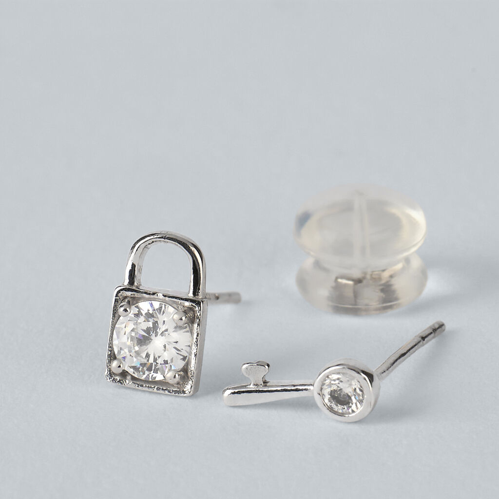 Orecchini Spaiati Bon Ton Oro Bianco Cubic Zirconia - Gioielli Donna | Stroili