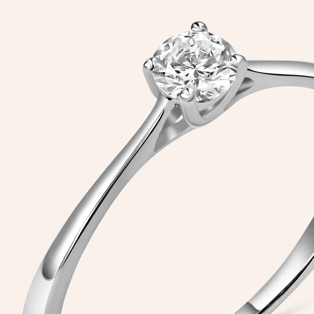 Anello Solitario Diamade Oro Bianco Diamante Lab-Grown