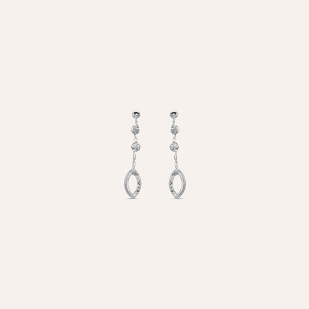 Orecchini Pendenti Crystal Gold Oro Bianco Cristallo