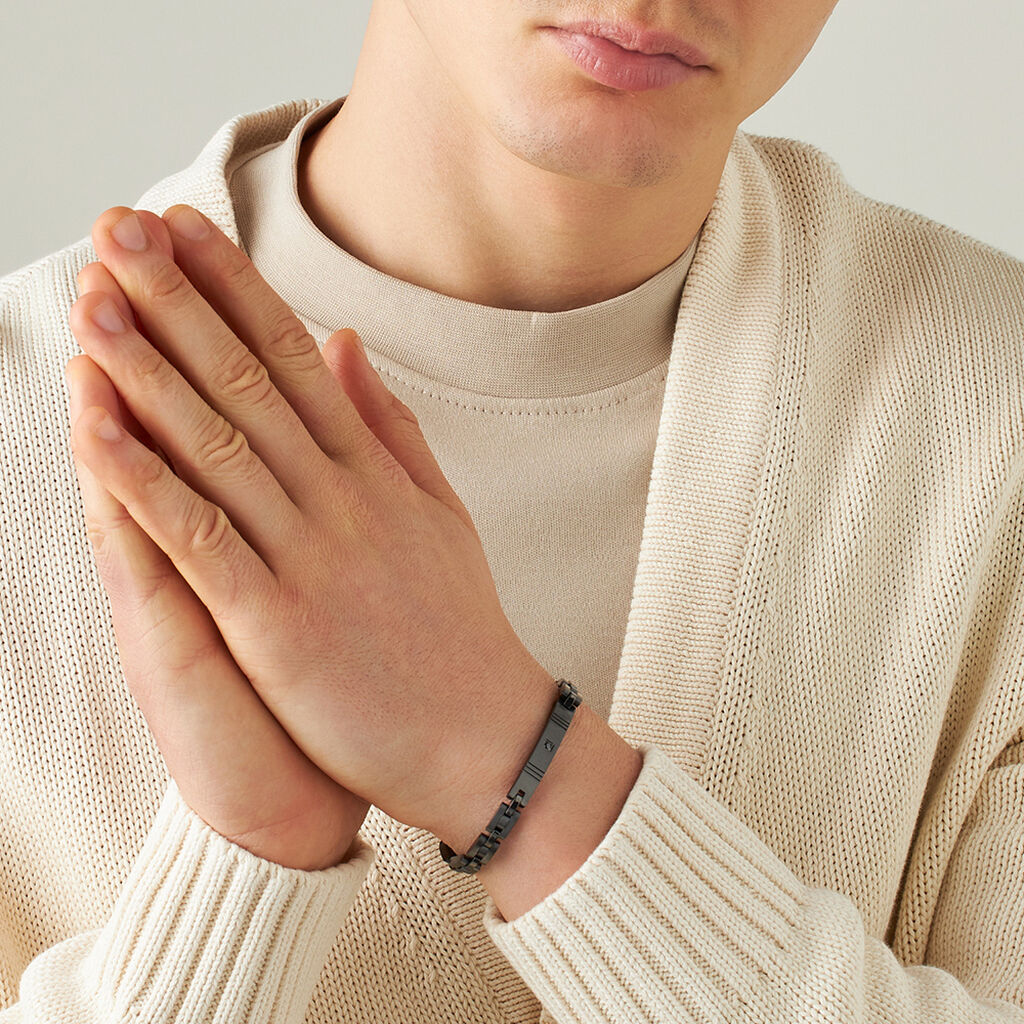 Bracciale Man Code Acciaio Nero Cristallo