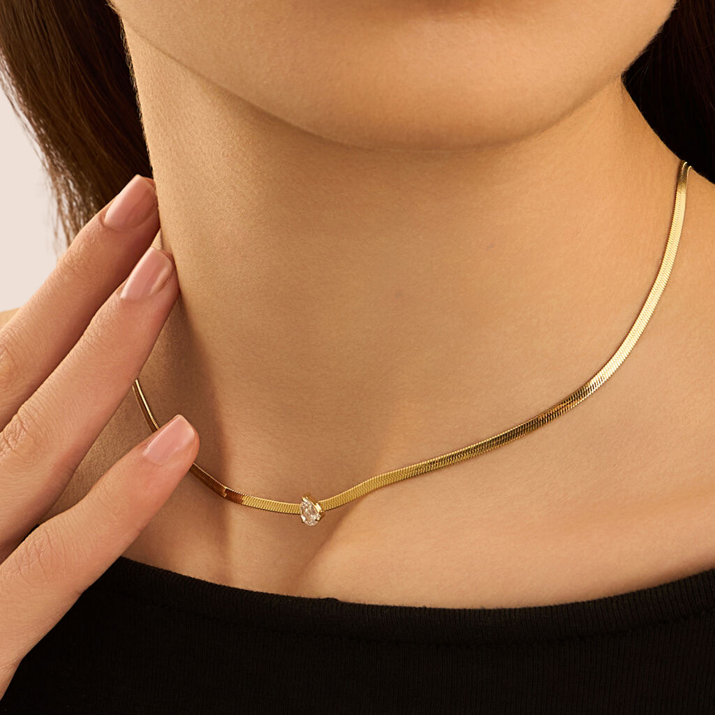 Collana Radiance Acciaio Dorato Cristallo