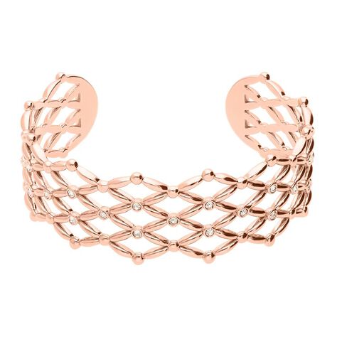 Bracciale rigido small in ottone rosato con brillanti - Bracciali Donna | Stroili