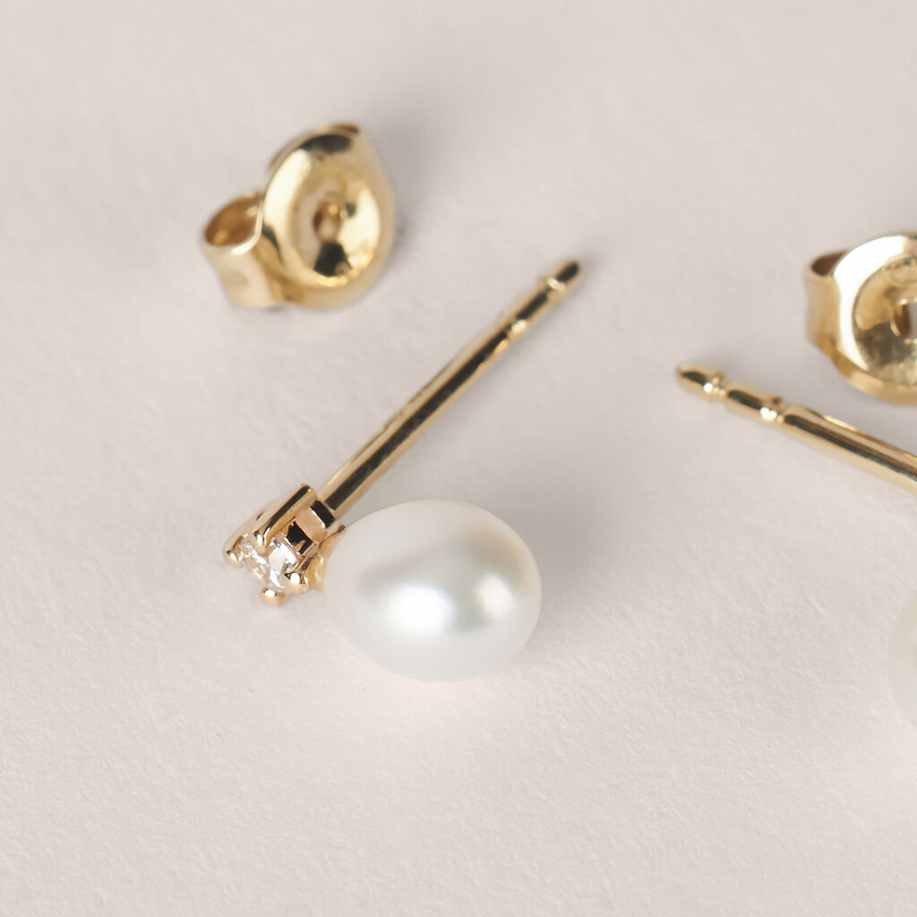 Orecchini Lobo Gabrielle Oro Giallo Perla D'Acqua Dolce Cubic Zirconia - Orecchini a Lobo Donna | Stroili