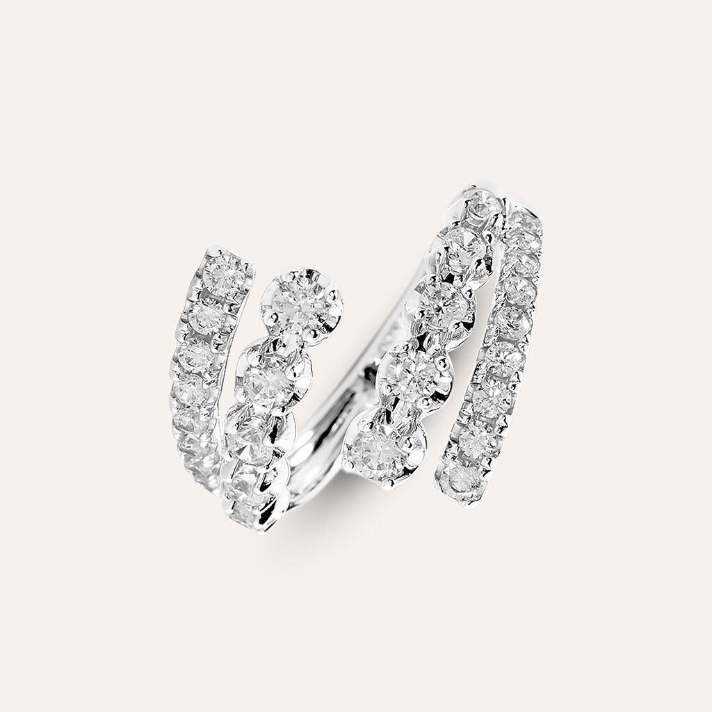 Anello Contrarie Claire Oro Bianco Cubic Zirconia