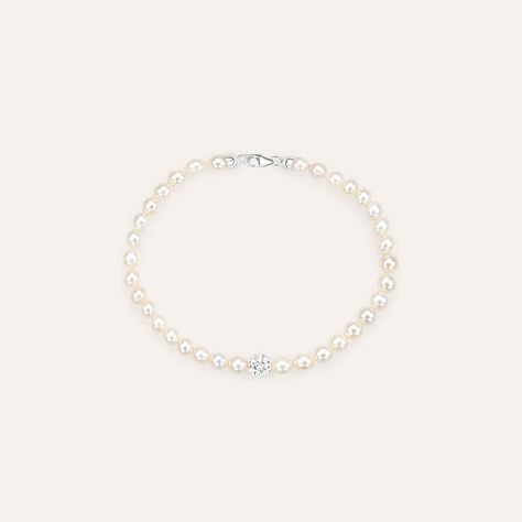 Bracciale Gabrielle Oro Bianco Perla D'Acqua Dolce Cristallo - Bracciali Donna | Stroili