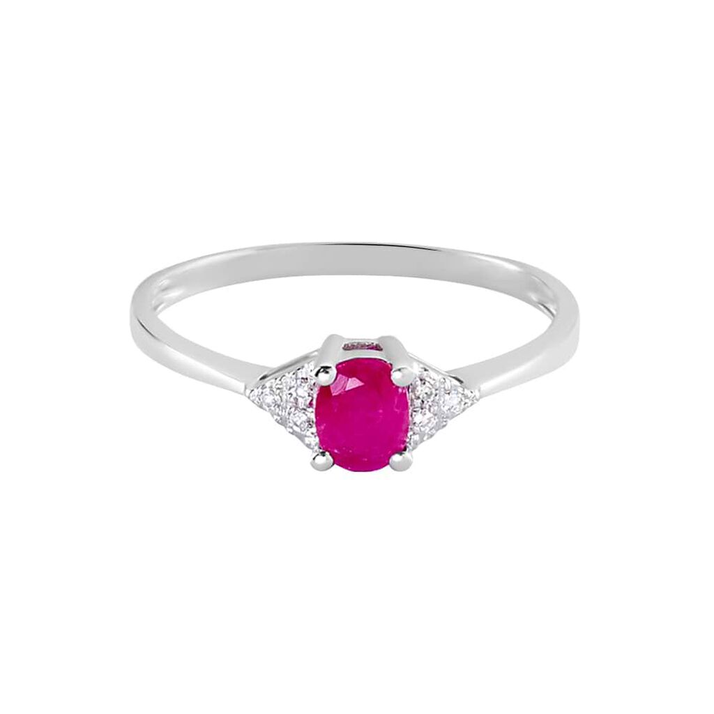 Anello Solitario Elizabeth Crown Oro Bianco Rubino Diamante - Anelli con Pietre Donna | Stroili