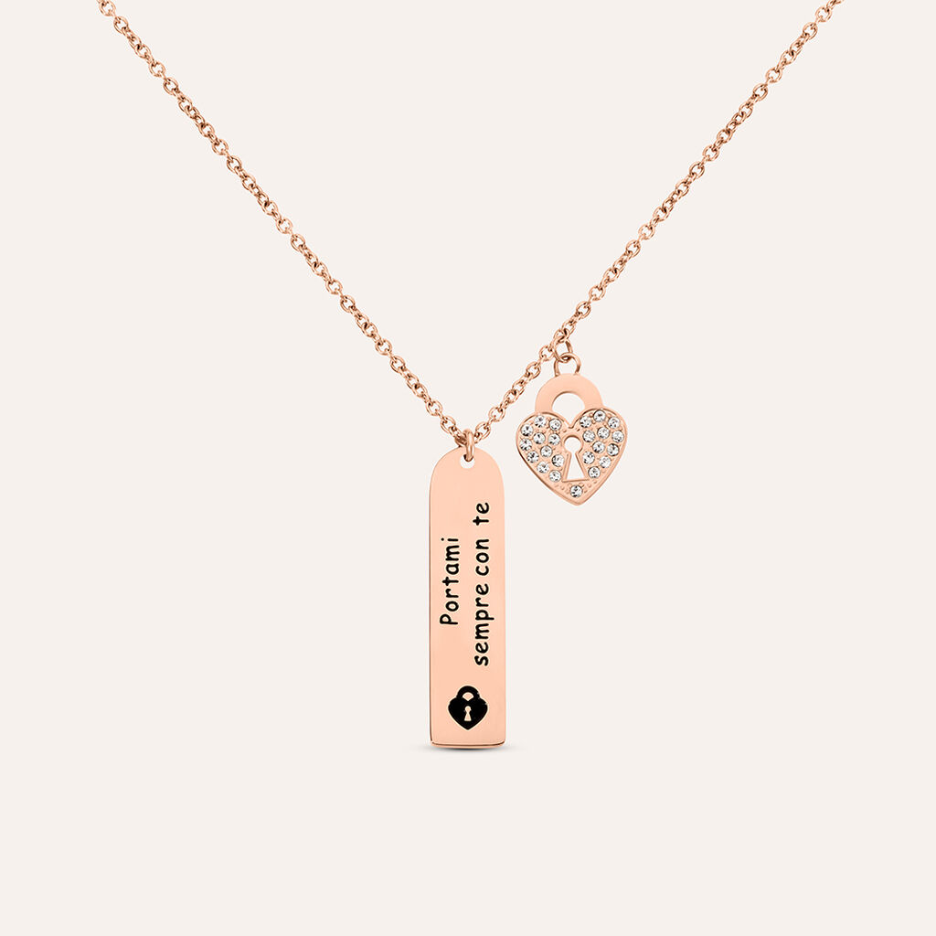 Collana Sunrise Acciaio Rosa Cristallo