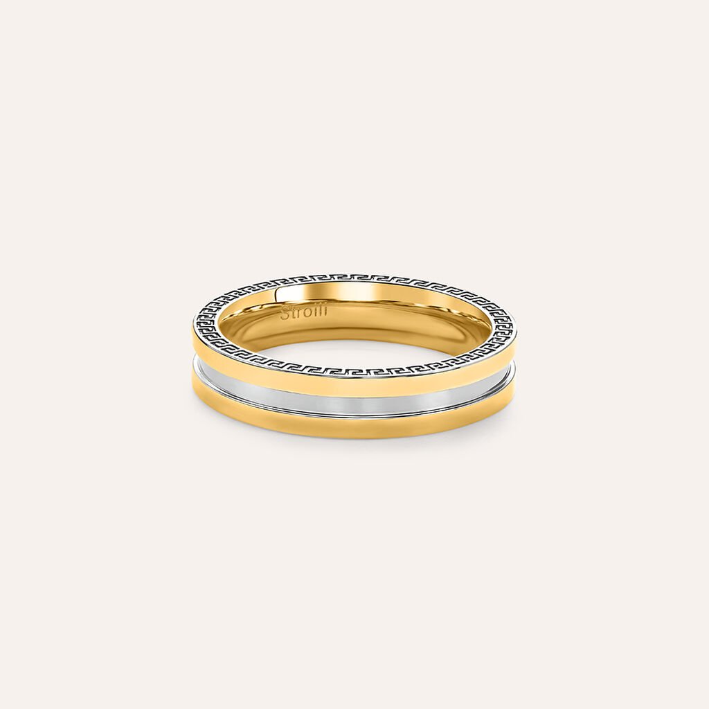 Anello Fedina Man Code Acciaio Bicolore Giallo / Bianco - Anelli Moderni Uomo | Stroili