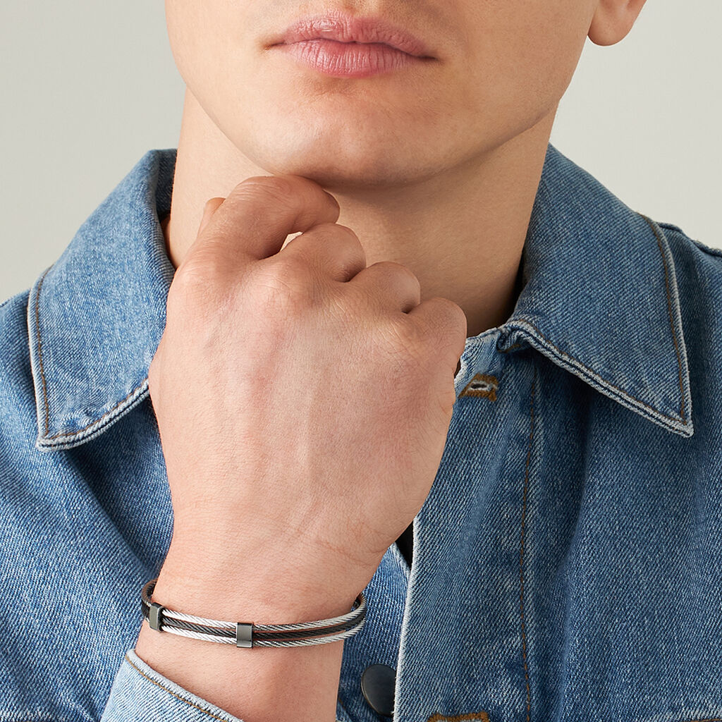 Bracciale Man Code Acciaio Bicolore Bianco / Nero - Bracciali Unisex | Stroili