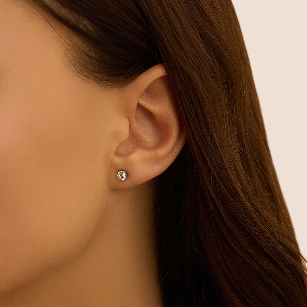 Orecchini Lobo Punto Luce Claire Oro Bianco Cubic Zirconia