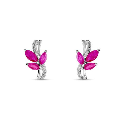 Orecchini Lobo Charlotte Oro Bianco Rubino Diamante - Orecchini a Lobo Donna | Stroili