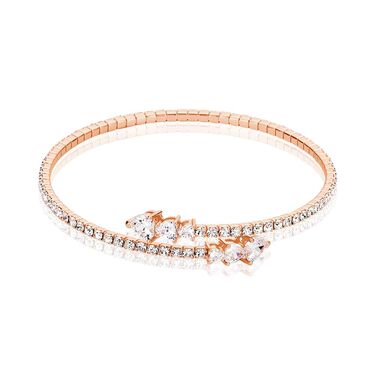 Bangle in metallo rosato e strass