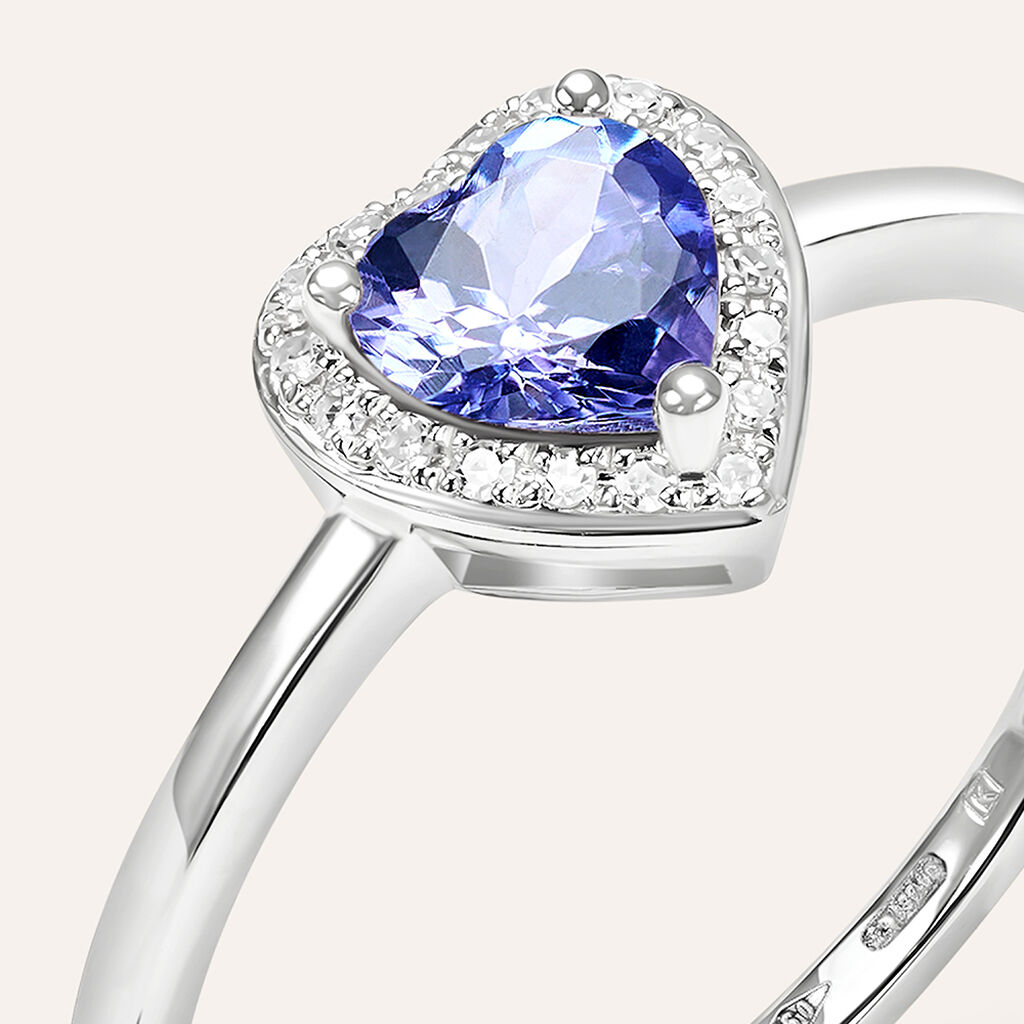 Anello Solitario Jasmine Oro Bianco Tanzanite Diamante - Anelli con Pietre Donna | Stroili