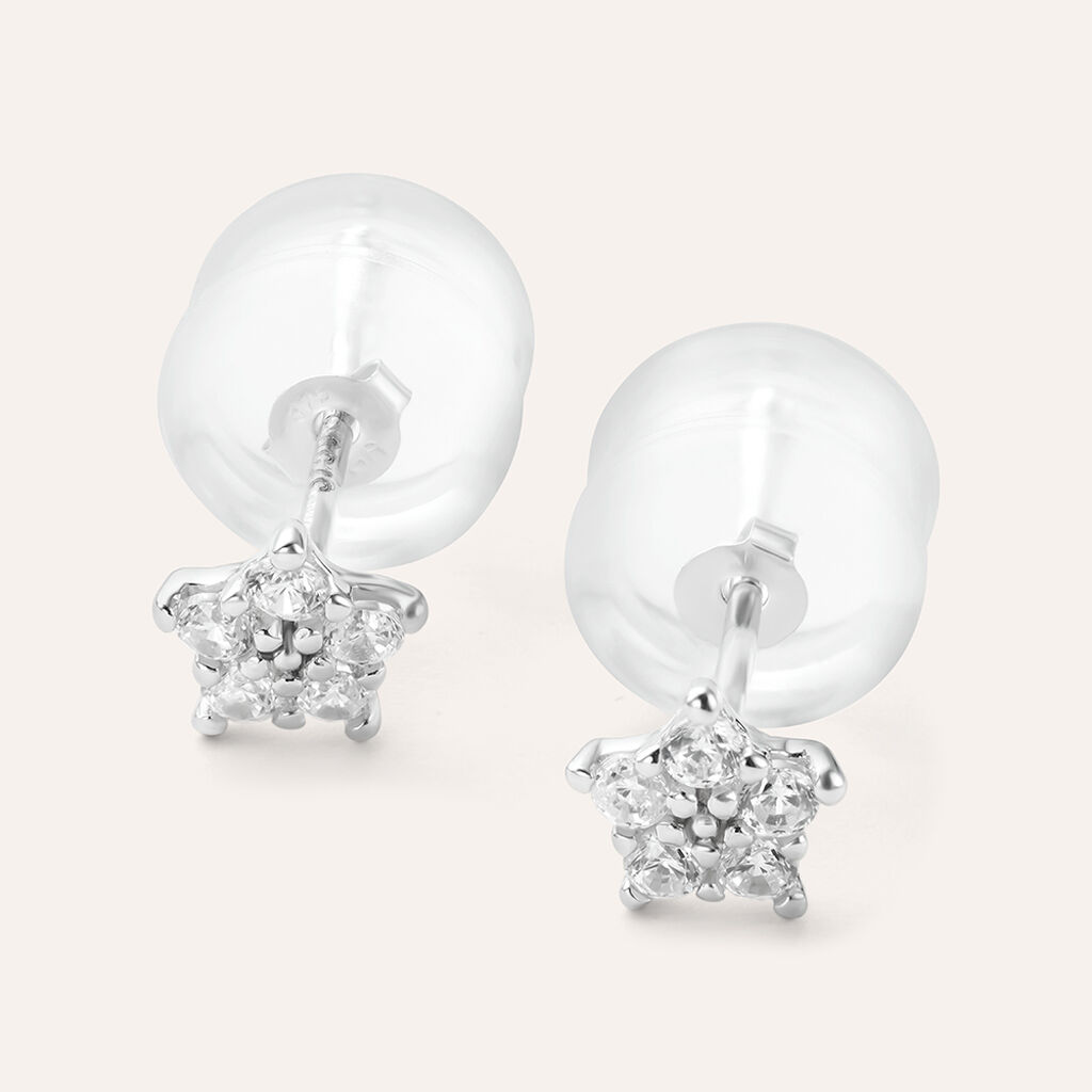 Orecchini Lobo Bon Ton Oro Bianco Cubic Zirconia - Orecchini a Lobo Donna | Stroili