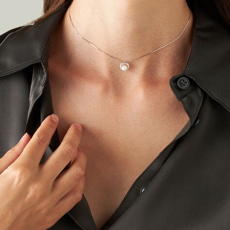 Collana Gabrielle Oro Bianco Perla E Cubic Zirconia - Collane Donna | Stroili