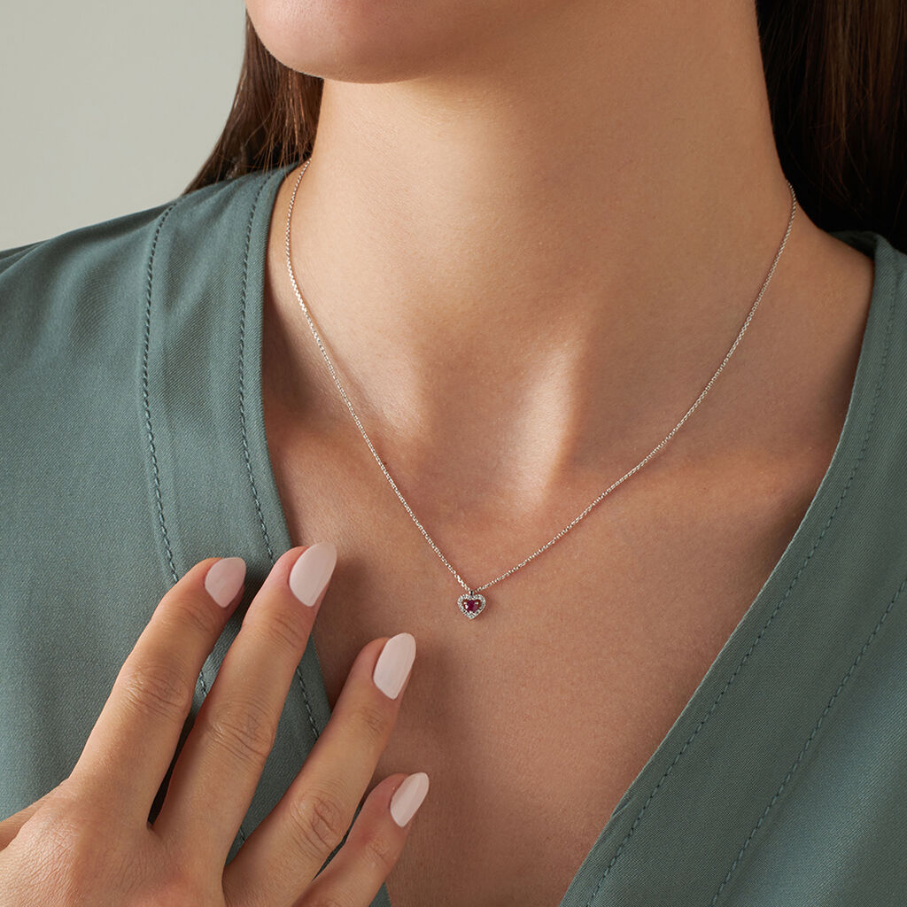 Collana Charlotte Oro Bianco Rubino Diamante - Collane Donna | Stroili