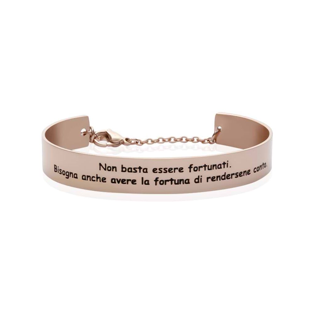 Bangle Non basta essere fortunati. Bisogna anche avere la fortuna di rendersene conto in acciaio rosato - Bracciali Donna | Stroili