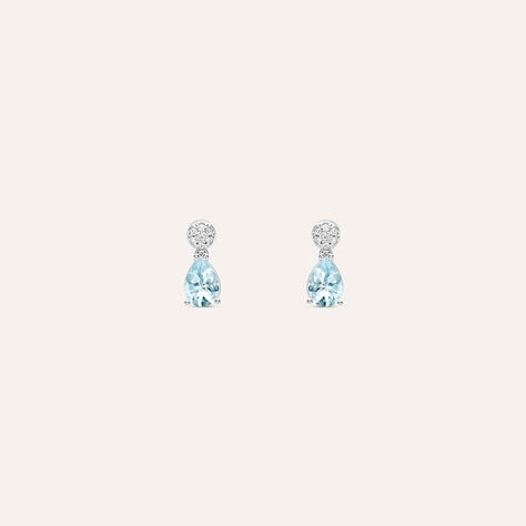 Orecchini Lobo Acquamarina Oro Bianco Acquamarina Diamante - Orecchini a Lobo Donna | Stroili