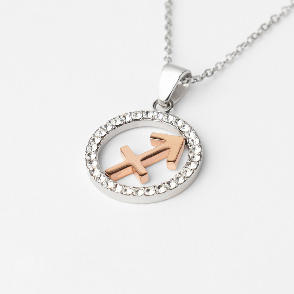 Collana Sunrise Acciaio Bicolore Bianco / Rosa Cubic Zirconia