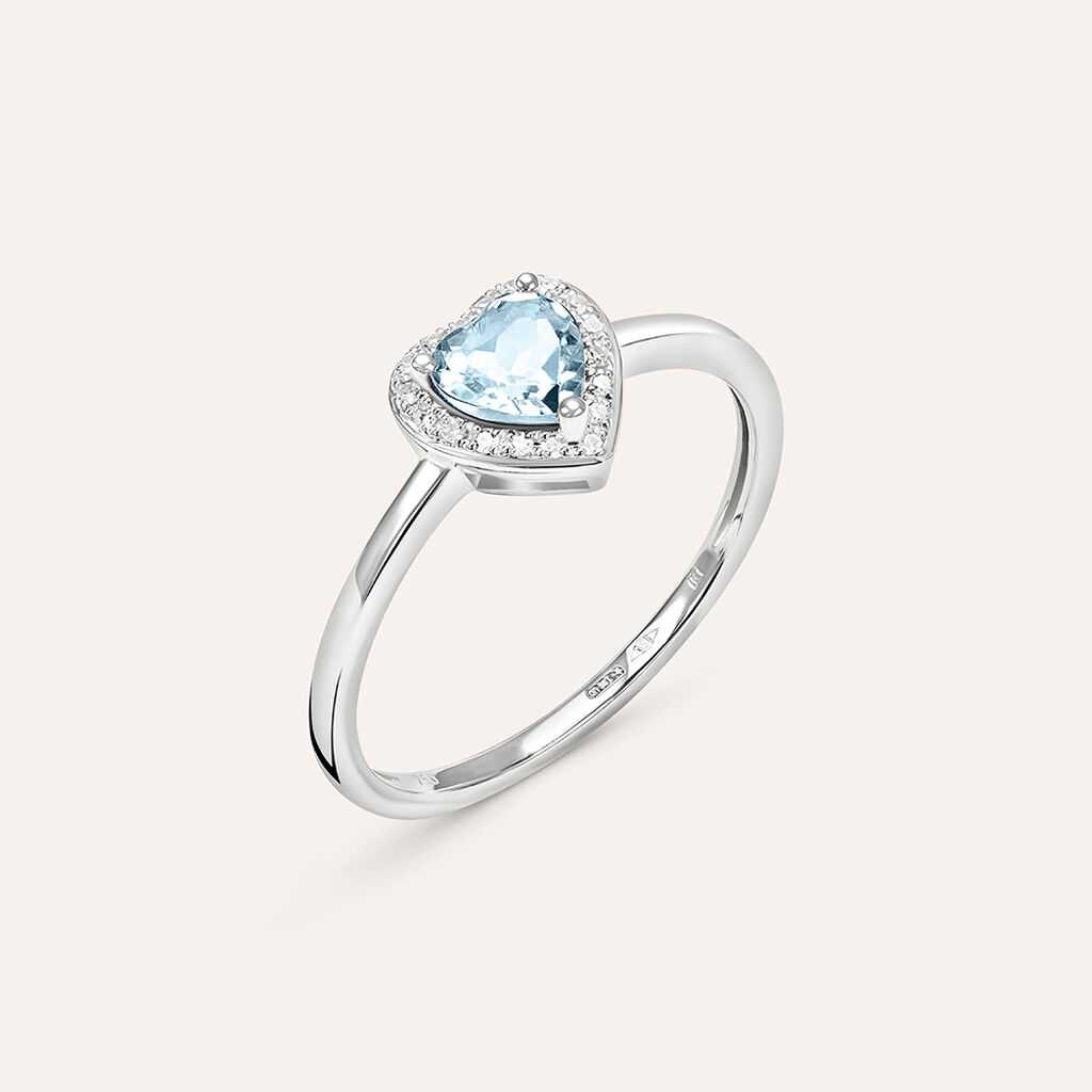 Anello Solitario Jasmine Oro Bianco Acquamarina Diamante - Anelli con Pietre Donna | Stroili
