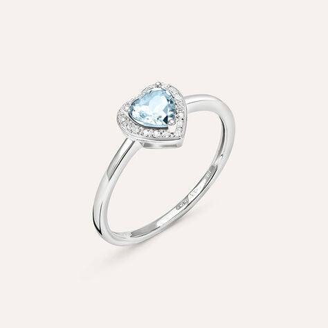 Anello Solitario Jasmine Oro Bianco Acquamarina Diamante - Anelli con Pietre Donna | Stroili