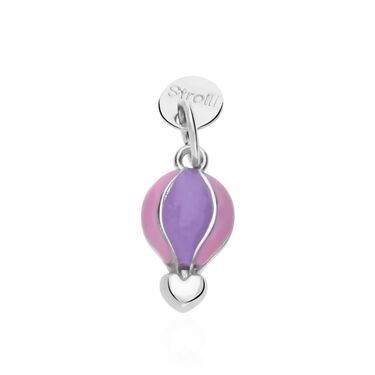 Charm mongolfiera in argento rodiato e smalto