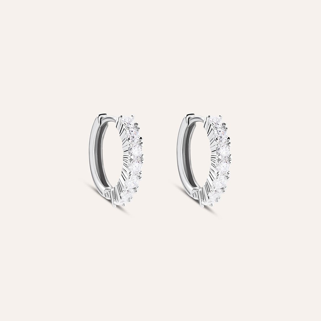 Orecchini A Cerchio Silver Elegance Argento Rodiato Cubic Zirconia