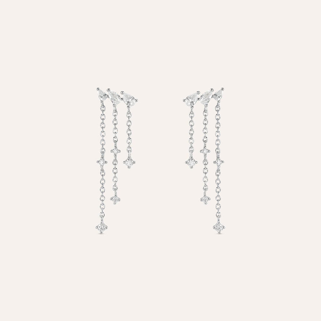 Orecchini Pendenti Silver Elegance Argento Rodiato Cubic Zirconia