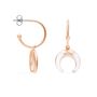 Orecchini lunula a cerchio in acciaio rosato e strass