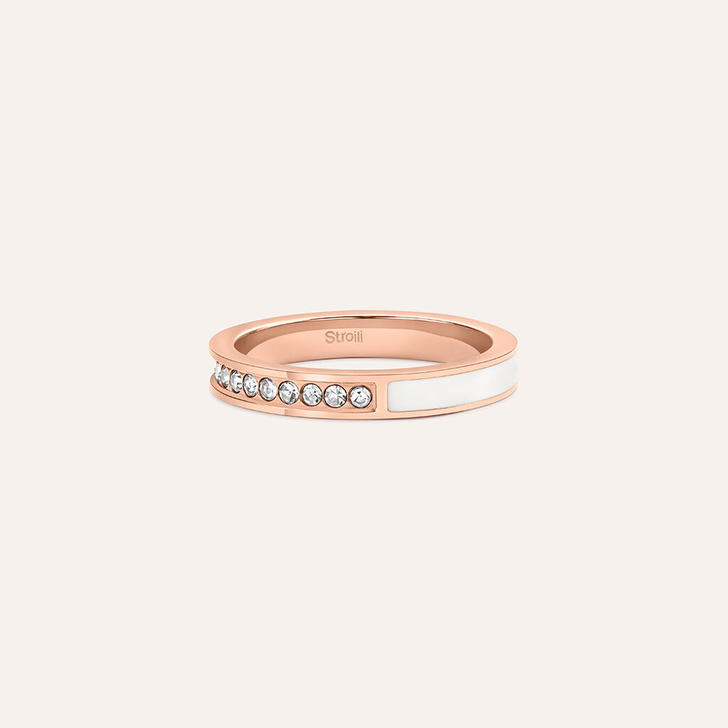 Anello Semi-eternity Lady Sweet Acciaio Rosa Cristallo
