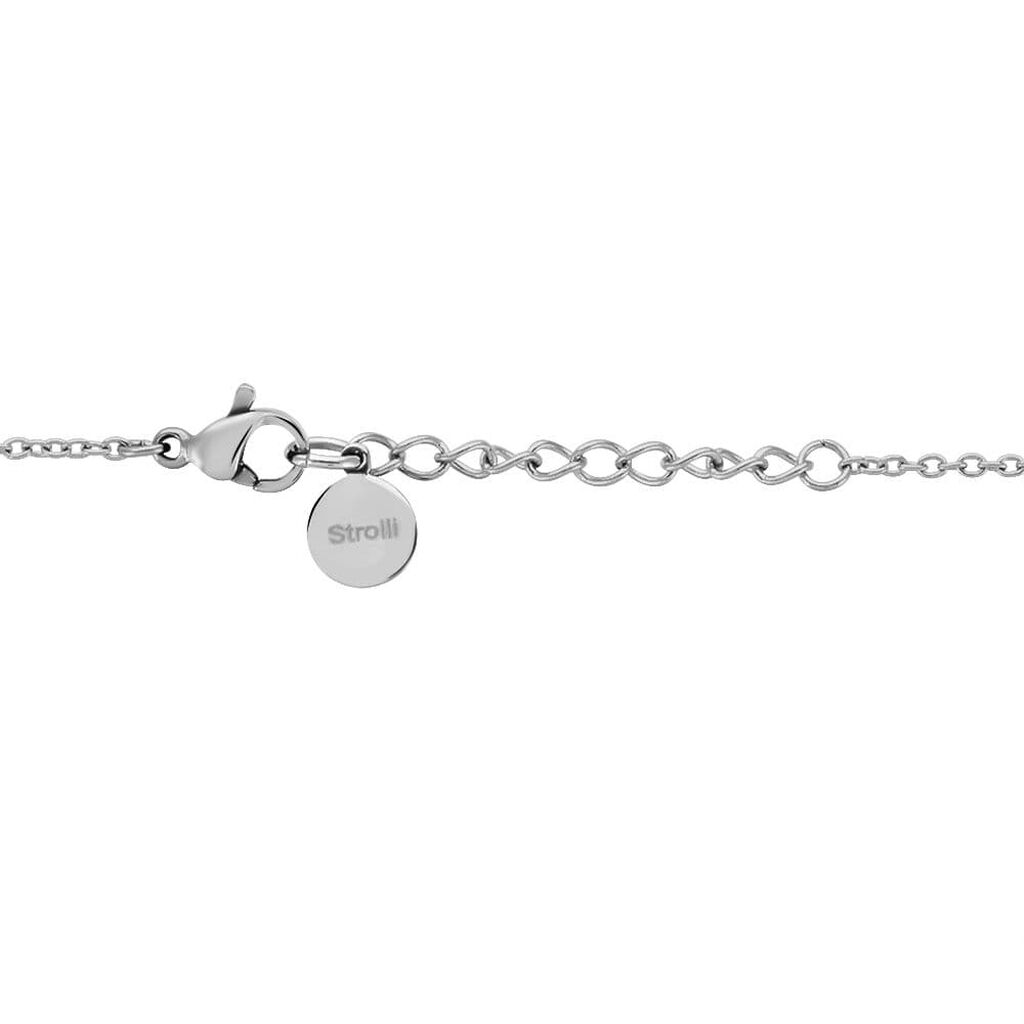 Collana Quadrifoglio in acciaio rodiato e strass