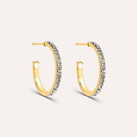 Orecchini A Cerchio Christelle Oro Giallo Cristallo - Orecchini a Cerchio Donna | Stroili