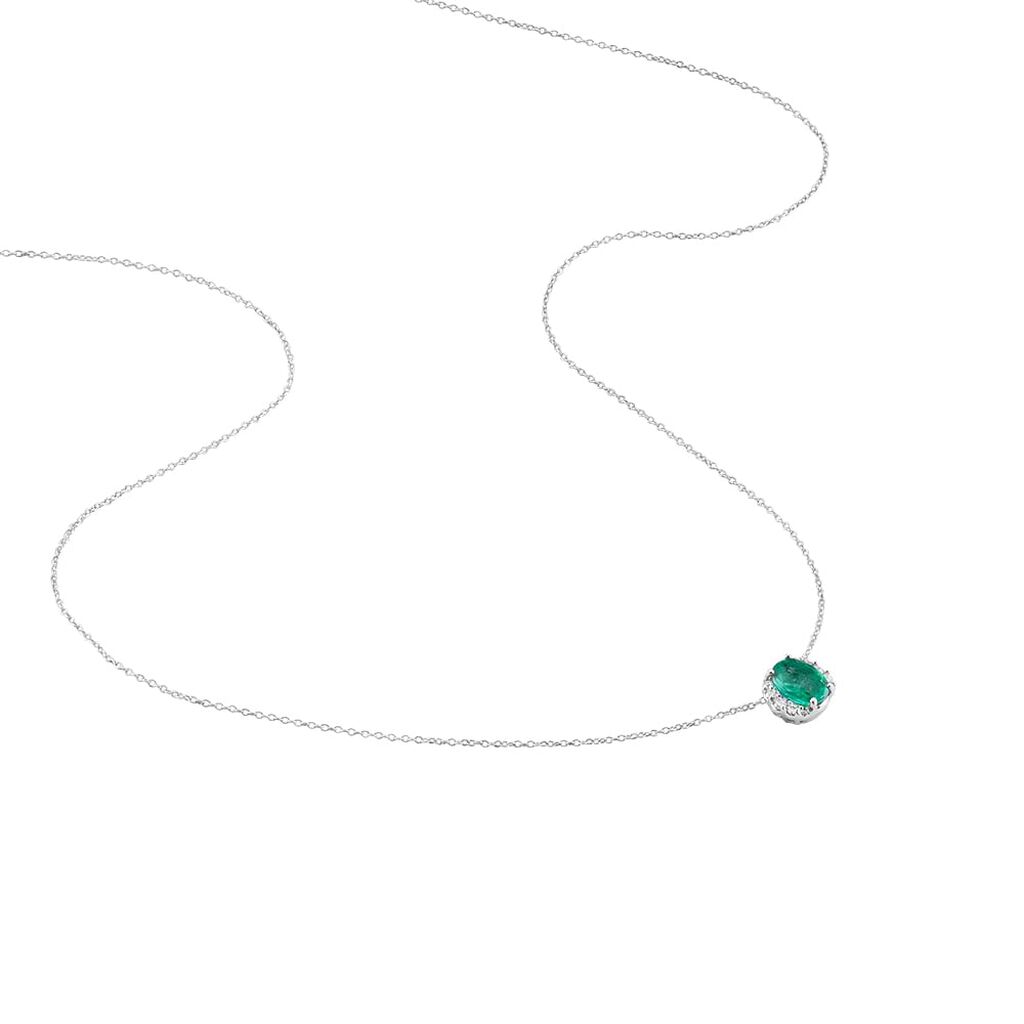 Collana Punto Luce Elizabeth Crown Oro Bianco Smeraldo Diamante - Collane Punto Luce Donna | Stroili