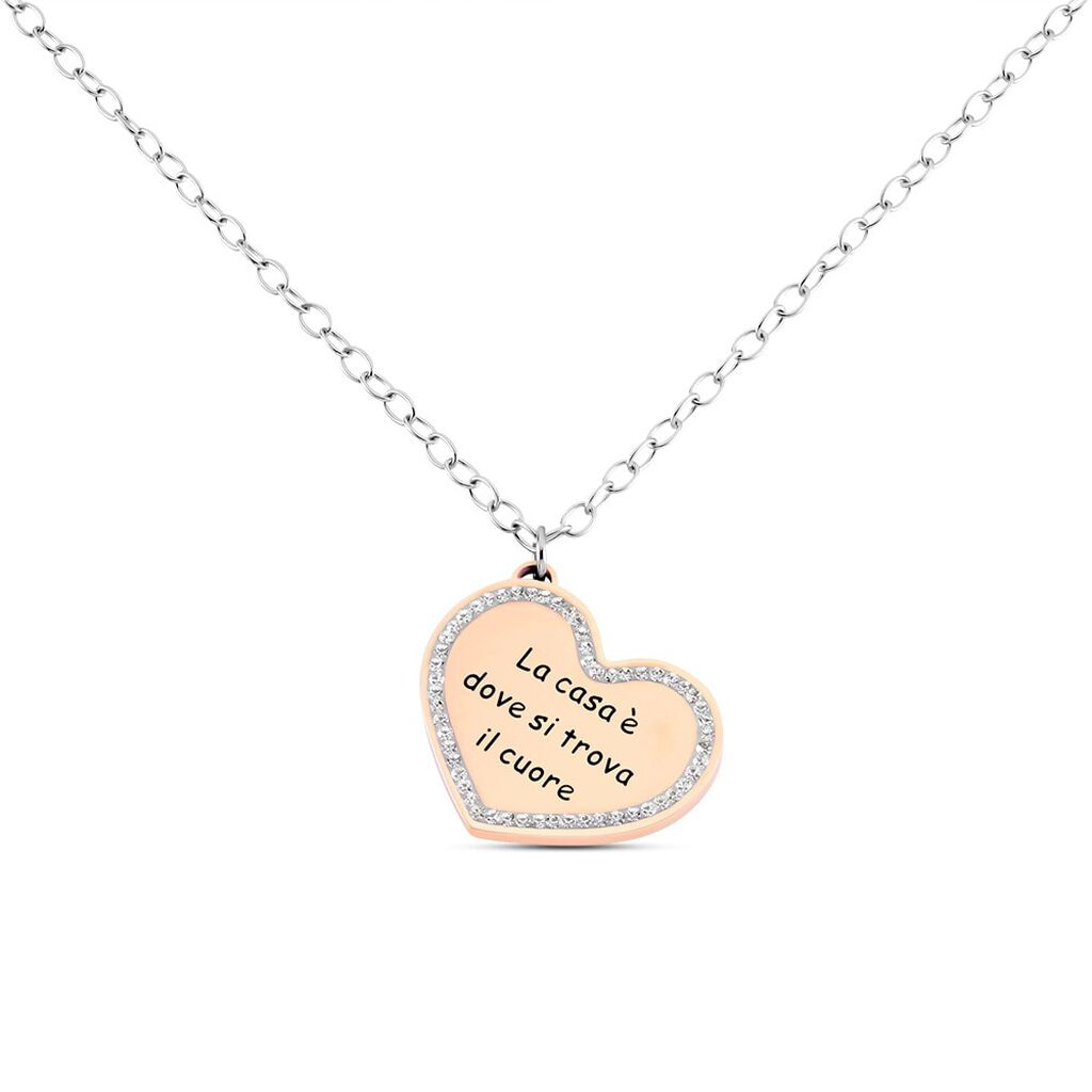 Collana Lady Message Acciaio Bicolore Bianco / Rosa Cristallo - Collane Donna | Stroili