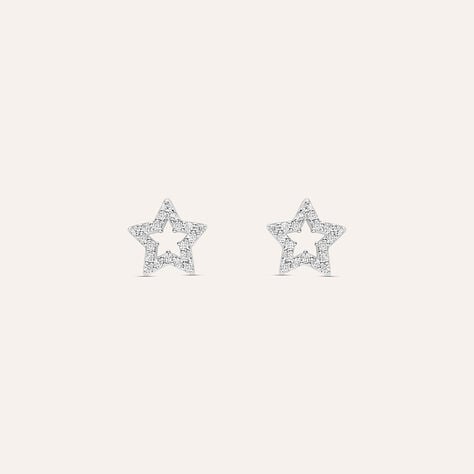 Orecchini Lobo Bon Ton Oro Bianco Cubic Zirconia - Orecchini a Lobo Donna | Stroili