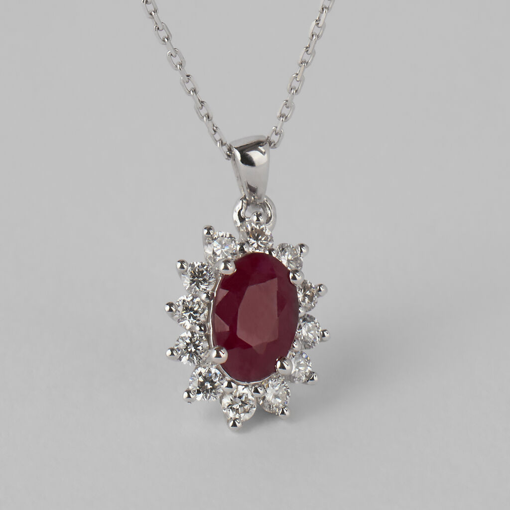 Collana Charlotte Oro Bianco Rubino Diamante - Collane Donna | Stroili
