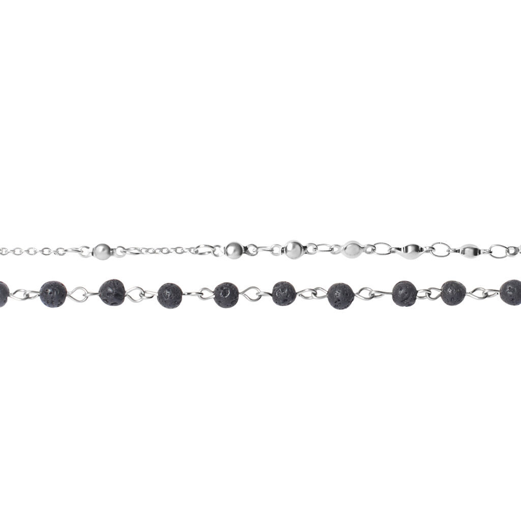 Collana Rosario Man Code Acciaio Pietra lavica