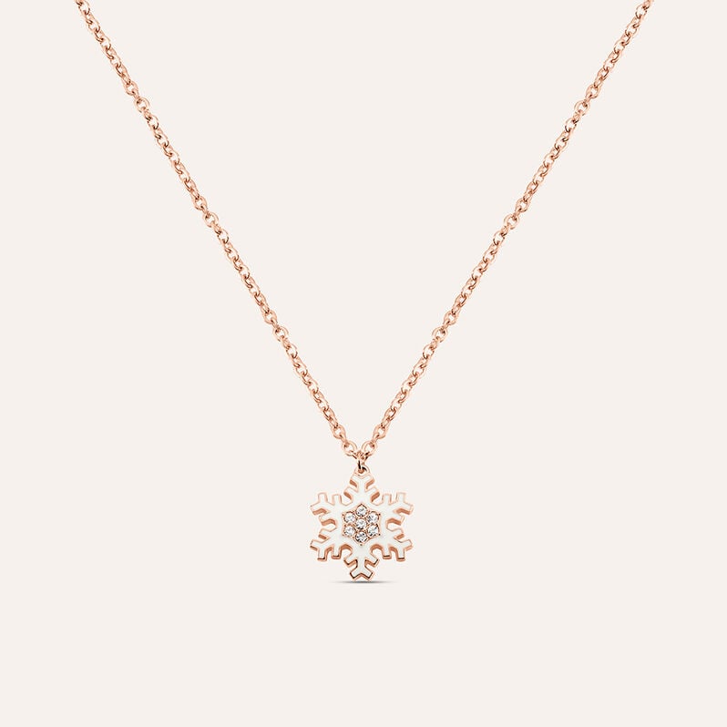 Collana Lady Sweet Acciaio Rosato Fiocco di neve e Cristalli - Collane Donna | Stroili