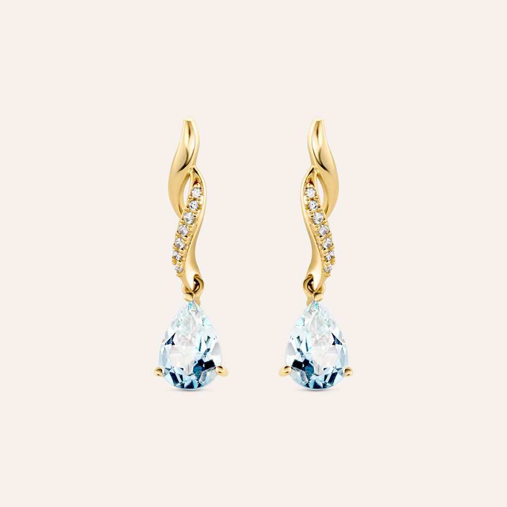 Orecchini Pendenti Am&eacute;lie Oro Giallo Topazio Cubic Zirconia