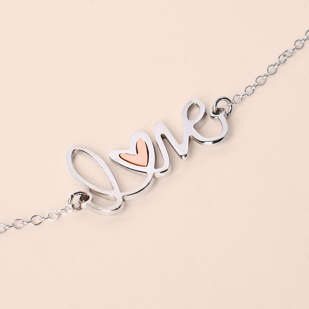 Bracciale Silver Collection Argento Bicolore Bianco / Rosa - Bracciali Love Donna | Stroili